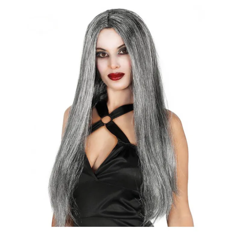 Peluca Larga y Lisa Gris