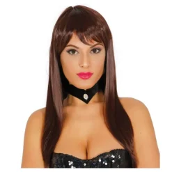 Peluca lisa castaña