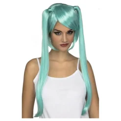 Peluca Manga Azul con Coletas largas