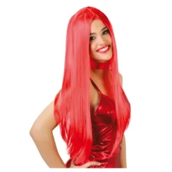 Peluca melena lisa roja de Diablesa para Halloween
