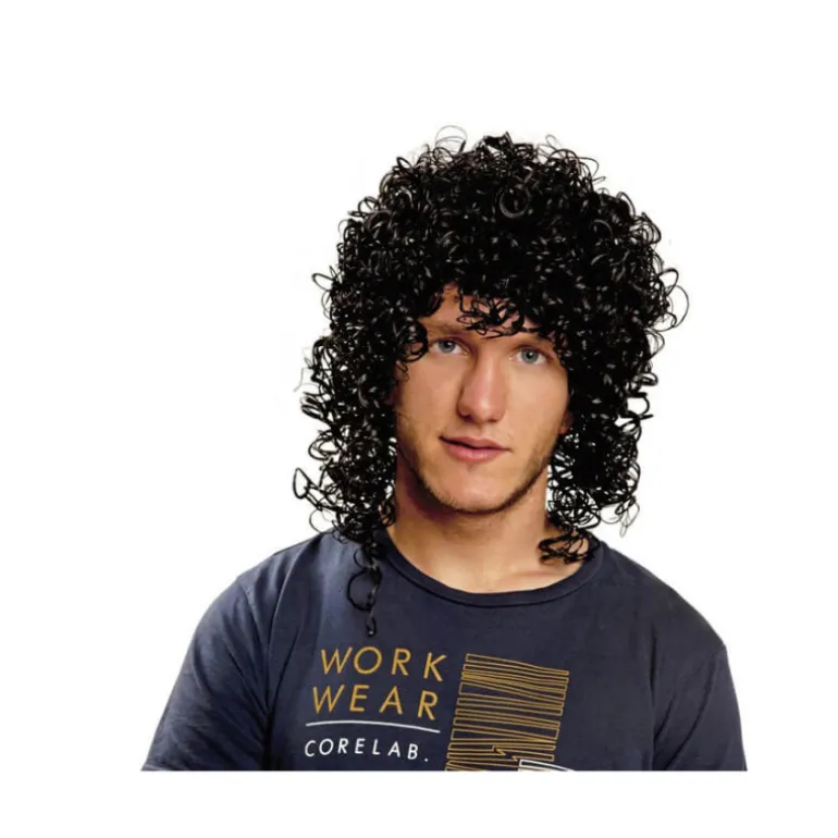 Peluca Melena rizada de los Años 80 negra