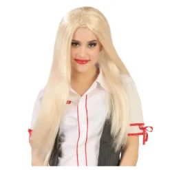 Peluca melena rubia de Colegiala