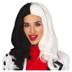 Peluca Melena Villana Negra-Blanca Extra