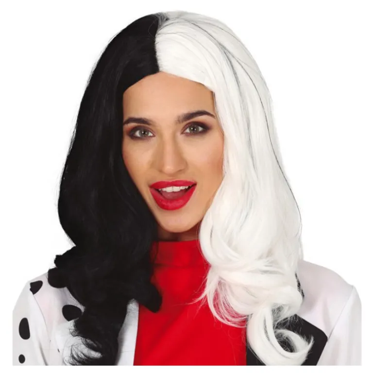 Peluca Melena Villana Negra-Blanca Extra