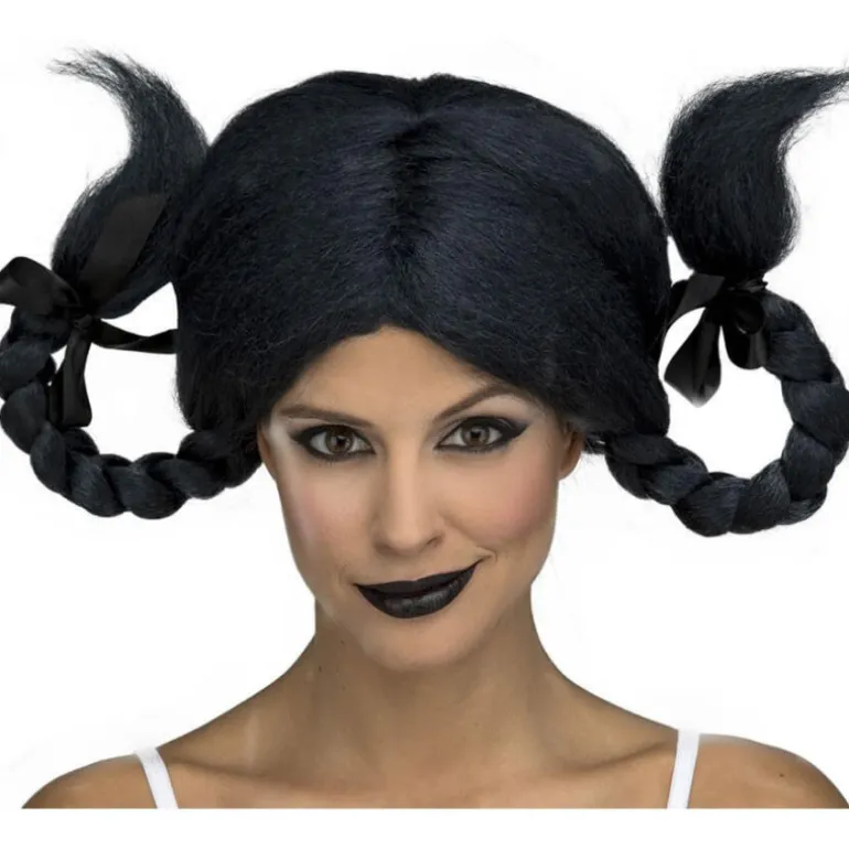 Peluca Negra con Trenzas