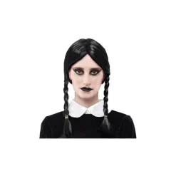 Peluca Negra con Trenzas Miércoles