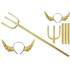 Set Diablo Dorado con Tridente y Diadema