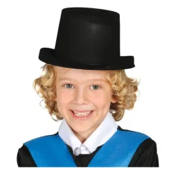 Sombrero Chistera flocado negro para niños