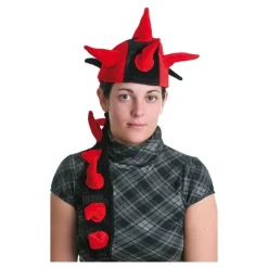 Sombrero con Cuernos y coleta rojo-negro