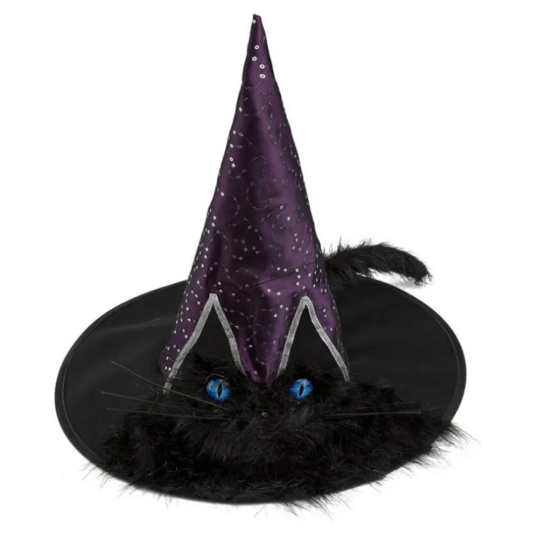 Sombrero de Bruja con Ojos y Cola de Gato