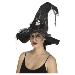 Sombrero de Bruja Desgastado con Calavera