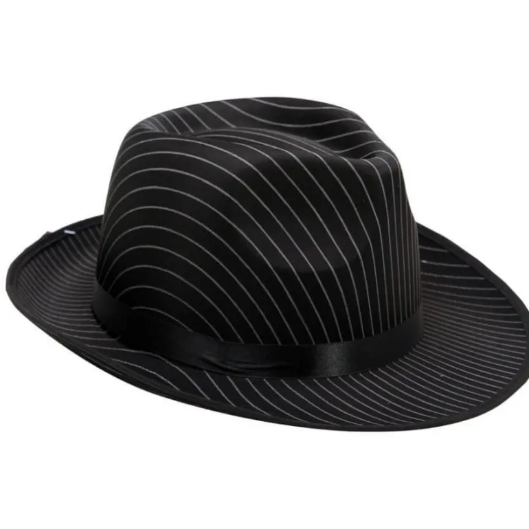 Sombrero de Gánster negro con rayas blancas