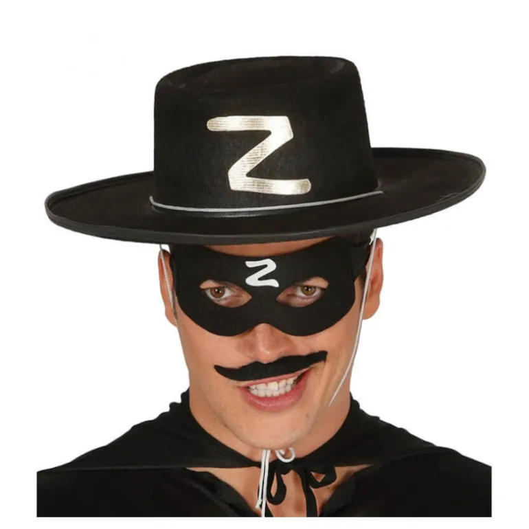 Sombrero de héroe enmascarado de fieltro negro