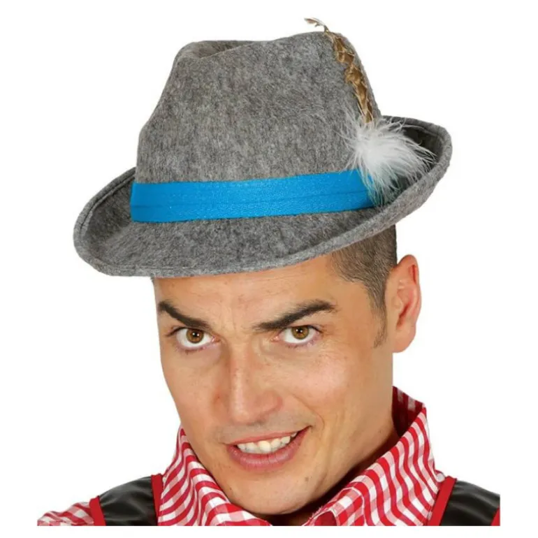 Sombrero de Tirolés gris con cinta azul